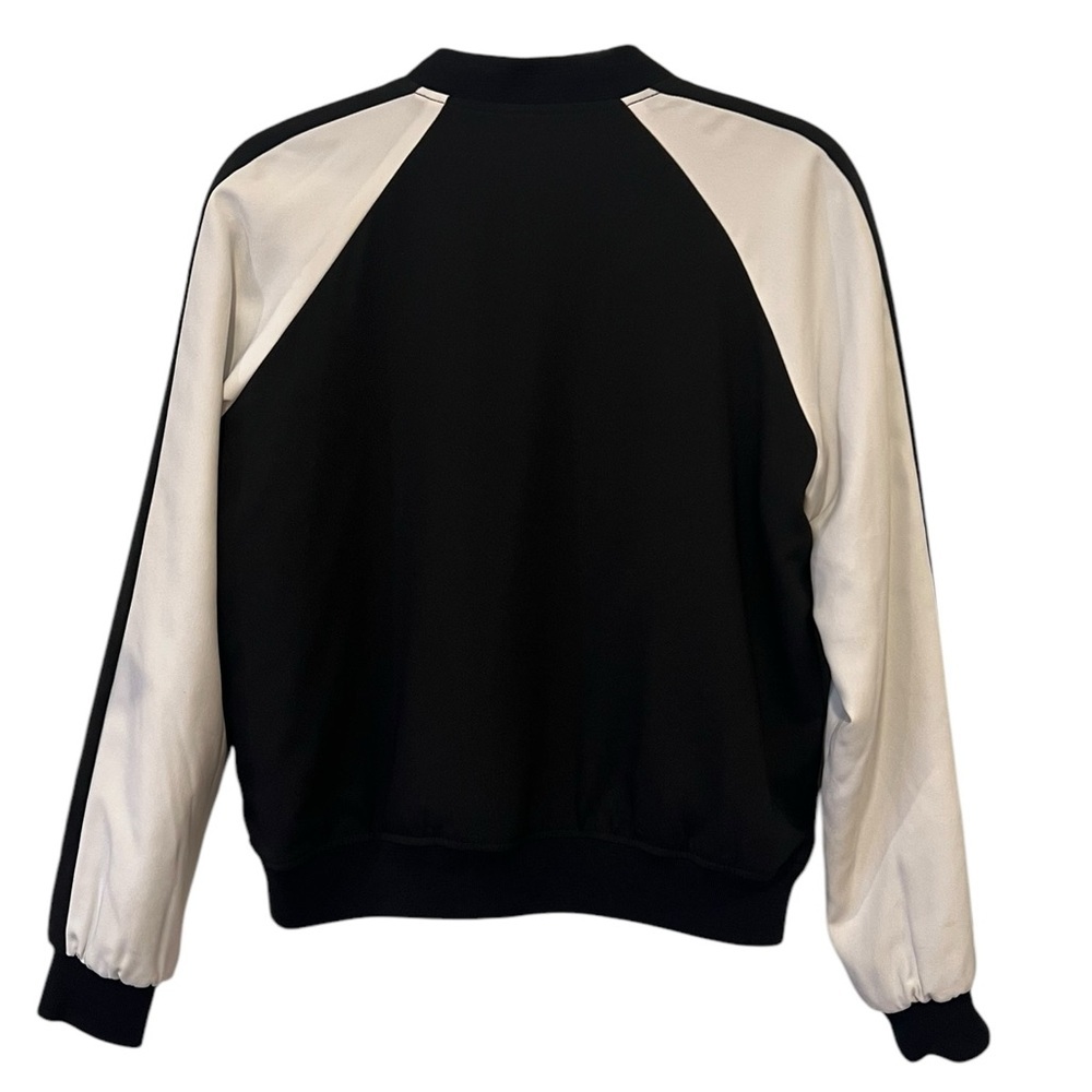 Michael Kors Black White Striped Full Zip Track Bomber Sporty Jacket Medium - Picture 6 of 10